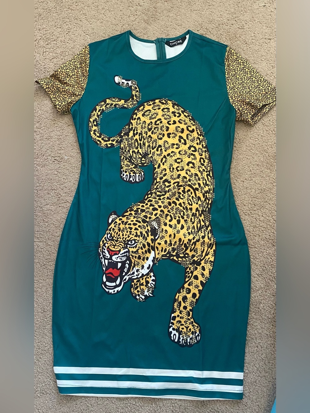 Chic Me Teal Dress with Leopard Graphic